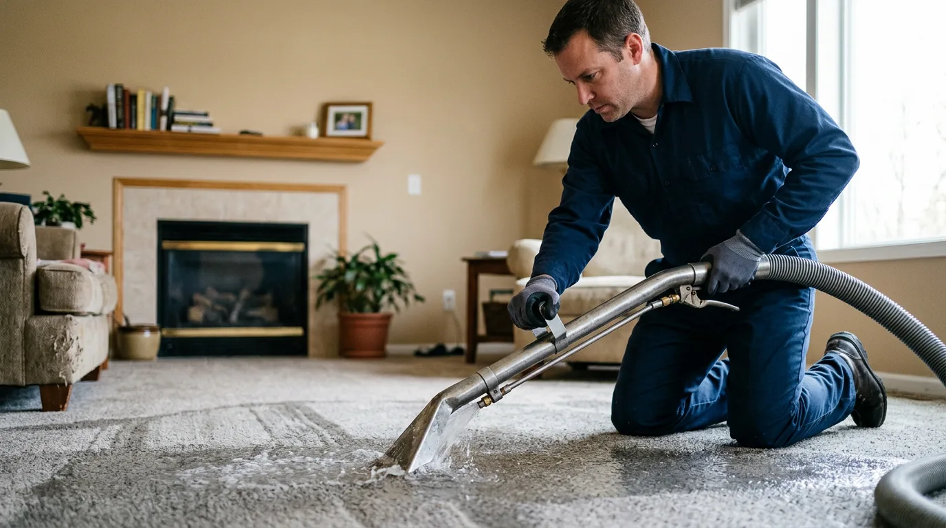 Water damage restoration technician working near Murdock, KS